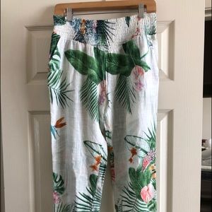 Gauze Hawaiian print pants